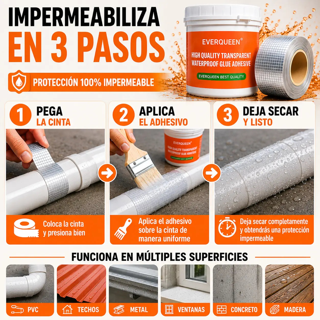 AquaBlock Kit™ – Elimina Filtraciones para Siempre con Pegamento + Cinta Impermeable 5x5