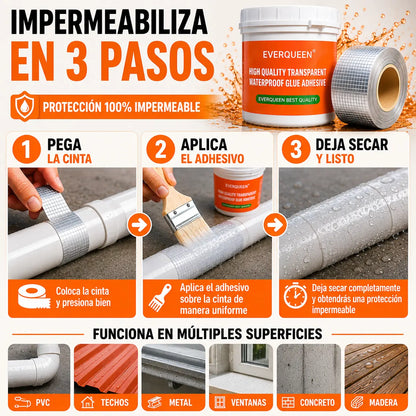 AquaBlock Kit™ – Elimina Filtraciones para Siempre con Pegamento + Cinta Impermeable 5x5