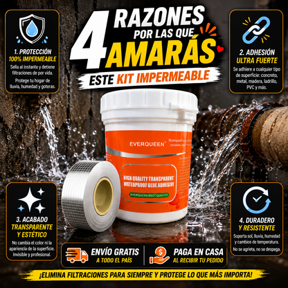 AquaBlock Kit™ – Elimina Filtraciones para Siempre con Pegamento + Cinta Impermeable 5x5