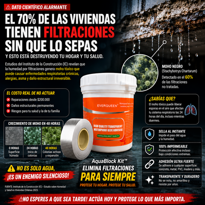 AquaBlock Kit™ – Elimina Filtraciones para Siempre con Pegamento + Cinta Impermeable 5x5